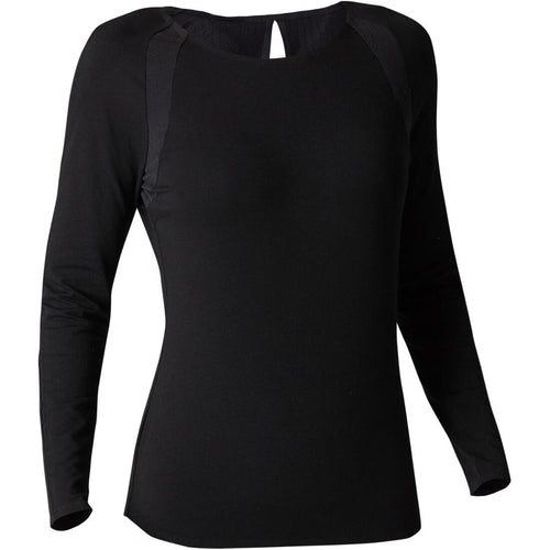 





900 Women's Long-Sleeved Stretching & Pilates T-Shirt - Black