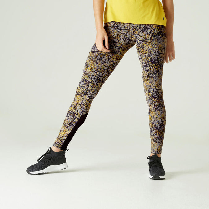 





Stretchy High-Waisted Cotton Fitness Leggings with Mesh - Yellow Print, photo 1 of 8