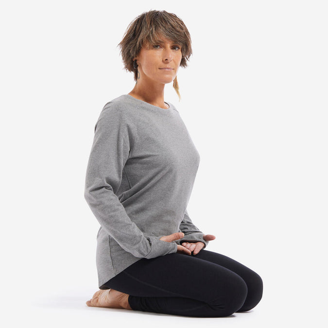 





Organic Cotton Long-Sleeved Yoga T-Shirt - Grey, photo 1 of 8