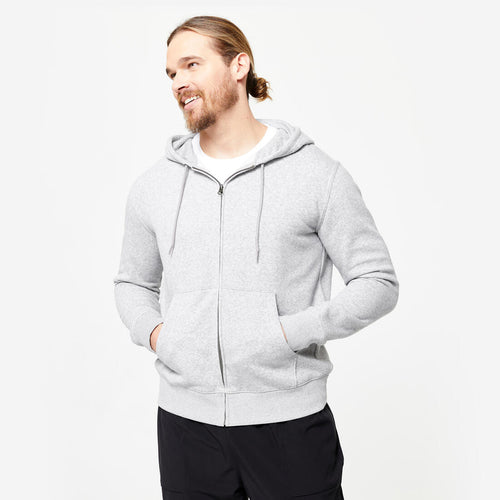 





Men's Zip-Up Fitness Hoodie 100 - Grey