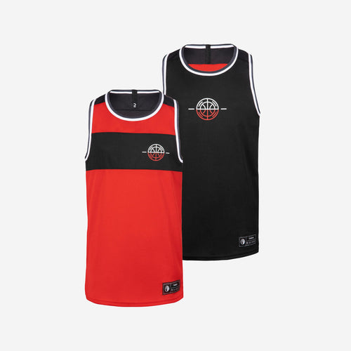 





Kids' Reversible Sleeveless Basketball Jersey T500R - Red/Black