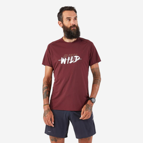 





Men's Trail Running Resistant T-Shirt-KIPRUN Run 500 Graph-Dark Red