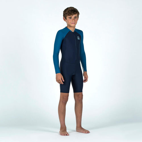 





Boys' Wetsuit - Shorty 100 Long-Sleeved - Two-tone Blue