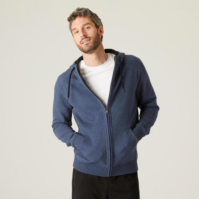 





Men's Straight-Cut Zip Hoodie With Pocket 500 - Blue, photo 1 of 6