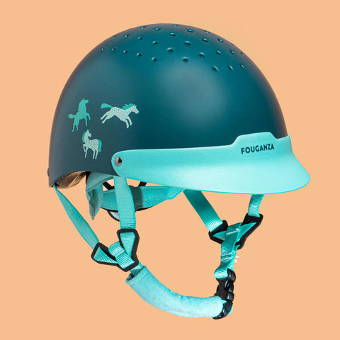 





Kids' Horse Riding Helmet 100 - Green/Turquoise