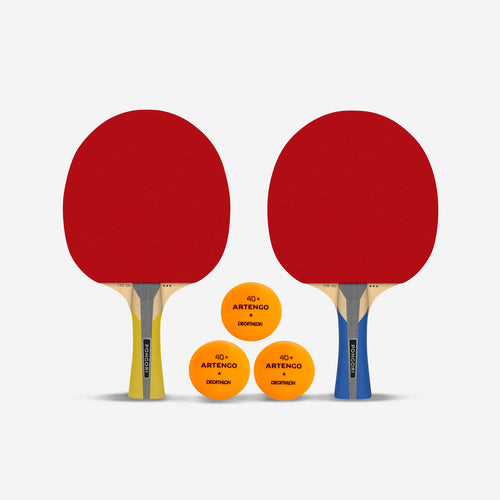 





Set of 2 TTR 100 3* All-Round Table Tennis Bats and 3 TTB 100* 40+ Balls Orange