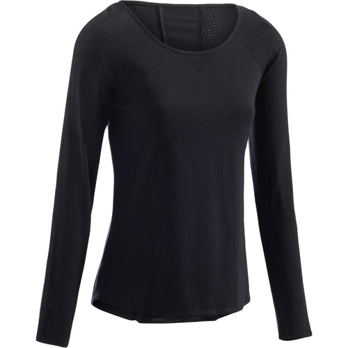 





900 Women's Long-Sleeved Gym & Pilates T-Shirt - Black