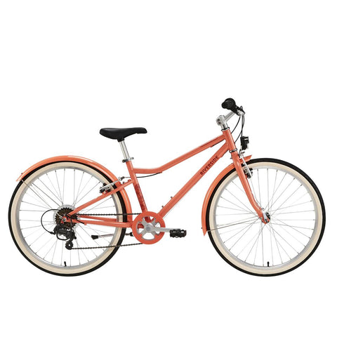 





24 Inch kids hybrid bike riverside 500 9-12 years - Coral