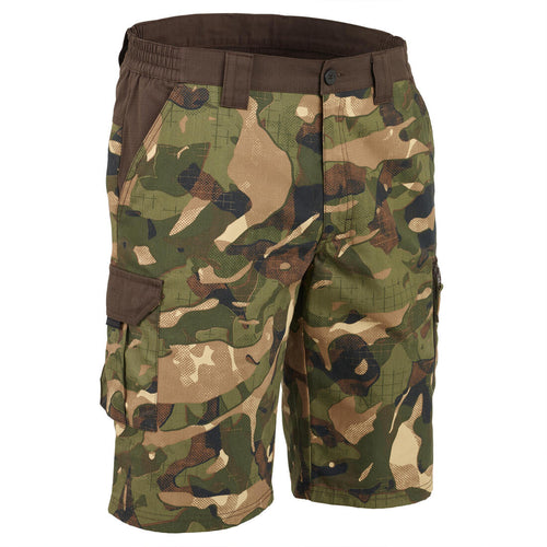 





Bermuda Shorts 500 Woodland Camouflage plain green and brown