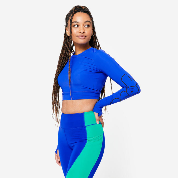 





Women's Long-Sleeved Crop Top - Blue Print, photo 1 of 9